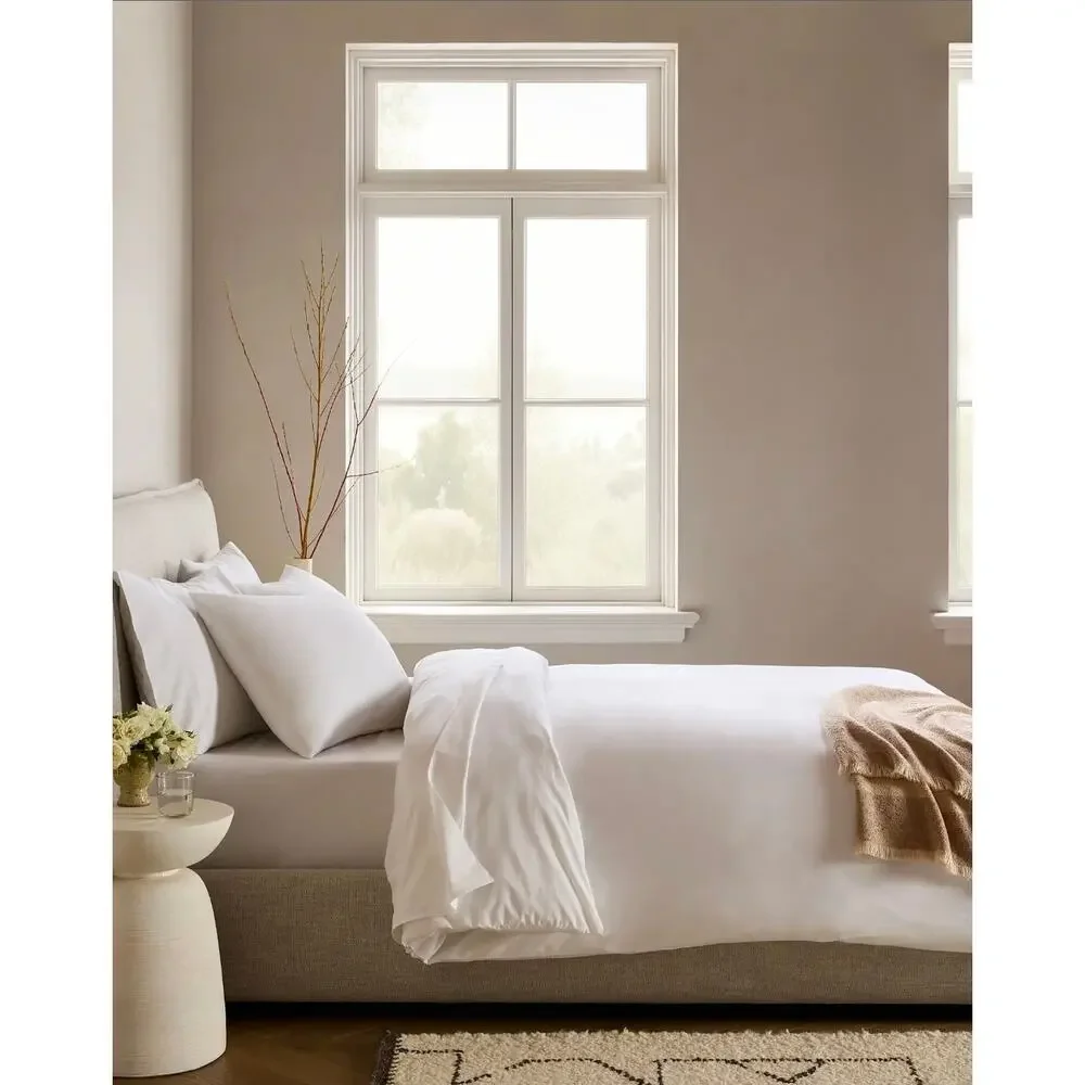 NWOT Quince Organic Crisp Percale Cotton King /California King Duvet Cover White
